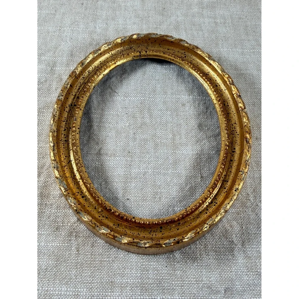 Pair Vintage Italian Gilt Oval Frames Florentine Gold Wood Open Frames